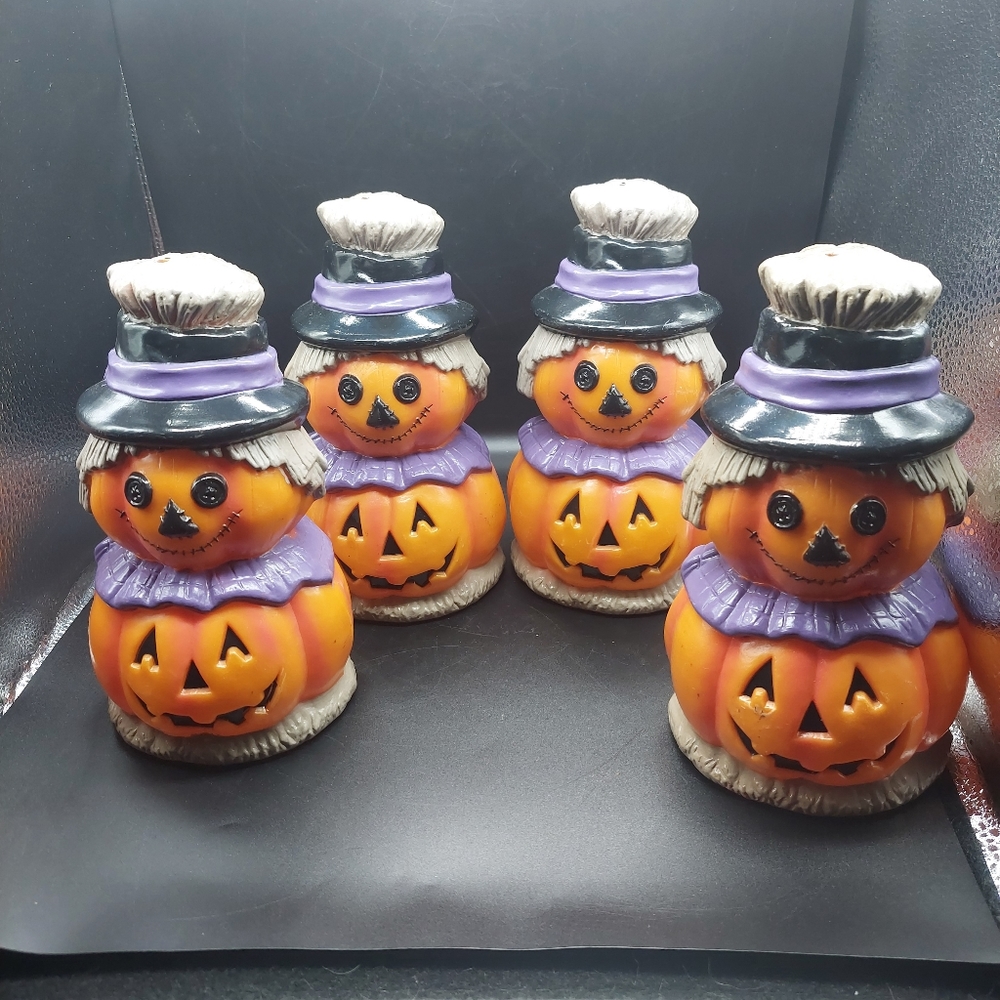 4 Vtg Dynagood Halloween Scarecrow Pumpkin Blow Mold Yard Pathway Decor